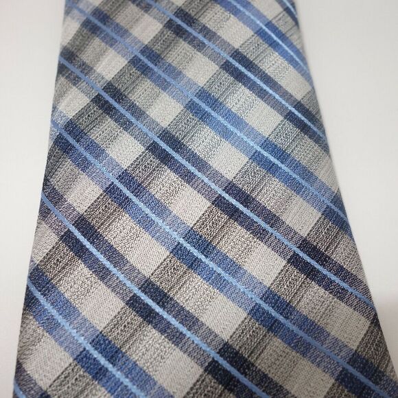 New Kenneth Cole Awearness Silk Men's Tie Gray Black Blue Silver Stripe - Picture 2 of 7